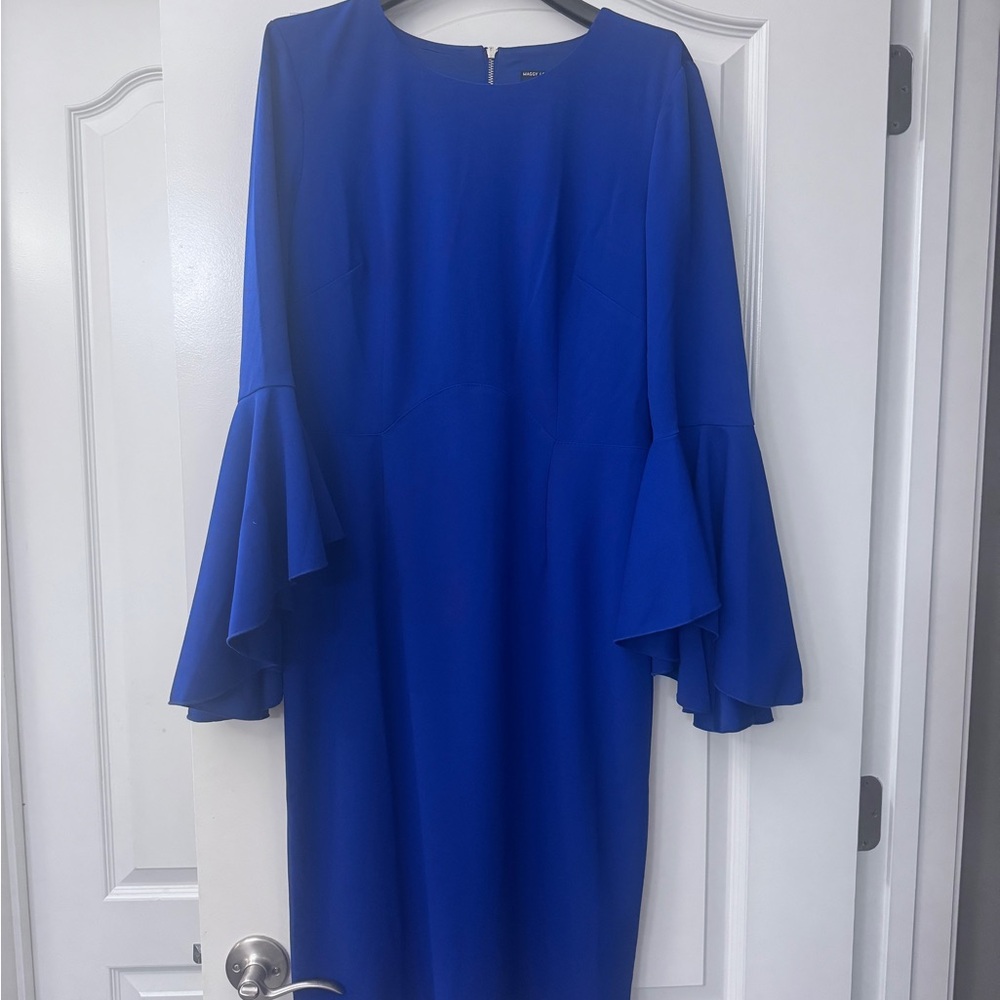 Maggy London Royal Blue Midi Dress with Flare Sleeves